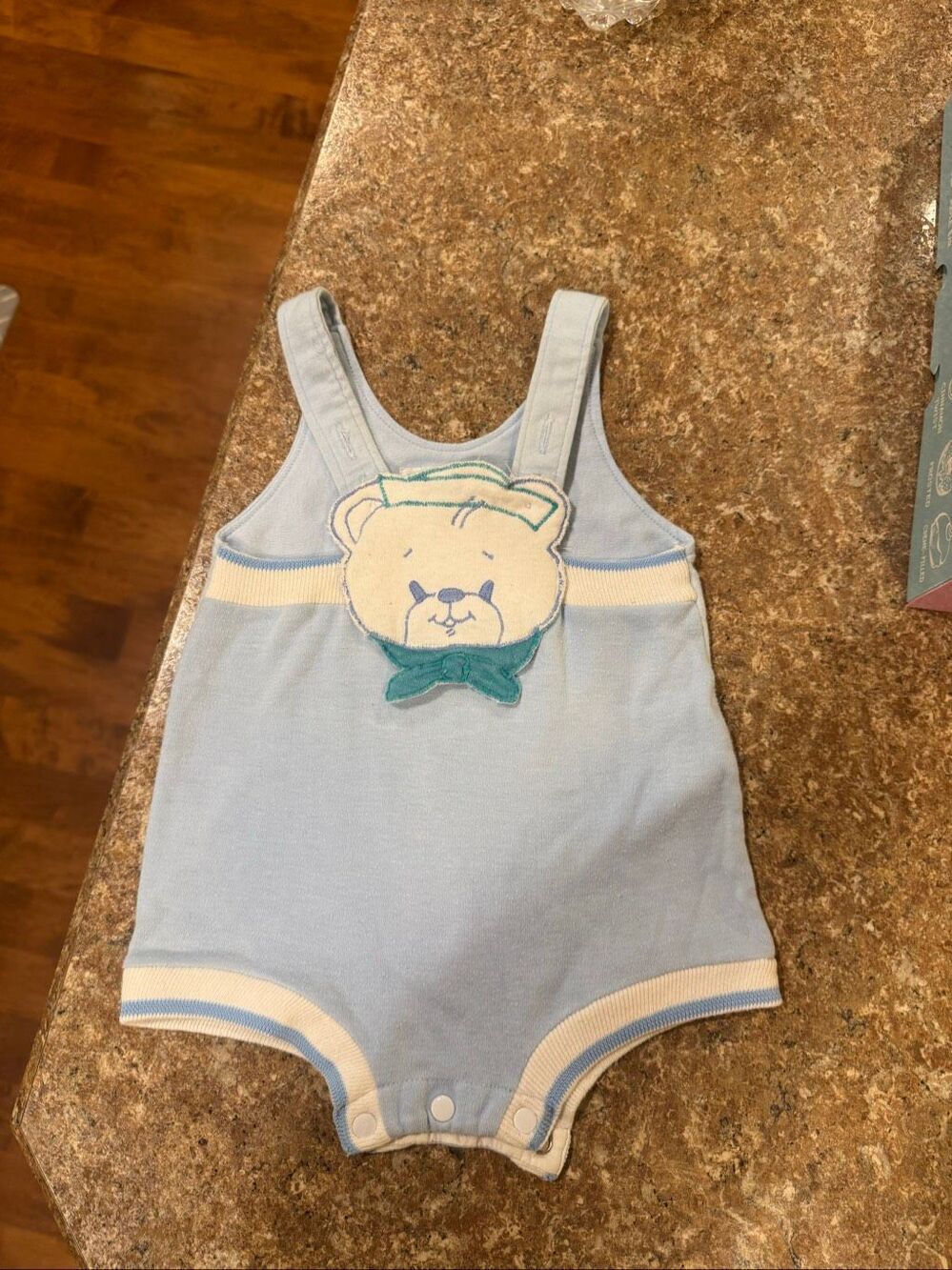 Vintage Little Miracles Baby Boy 6-9M Teddy Bear Romper Shortall Blue Sailor